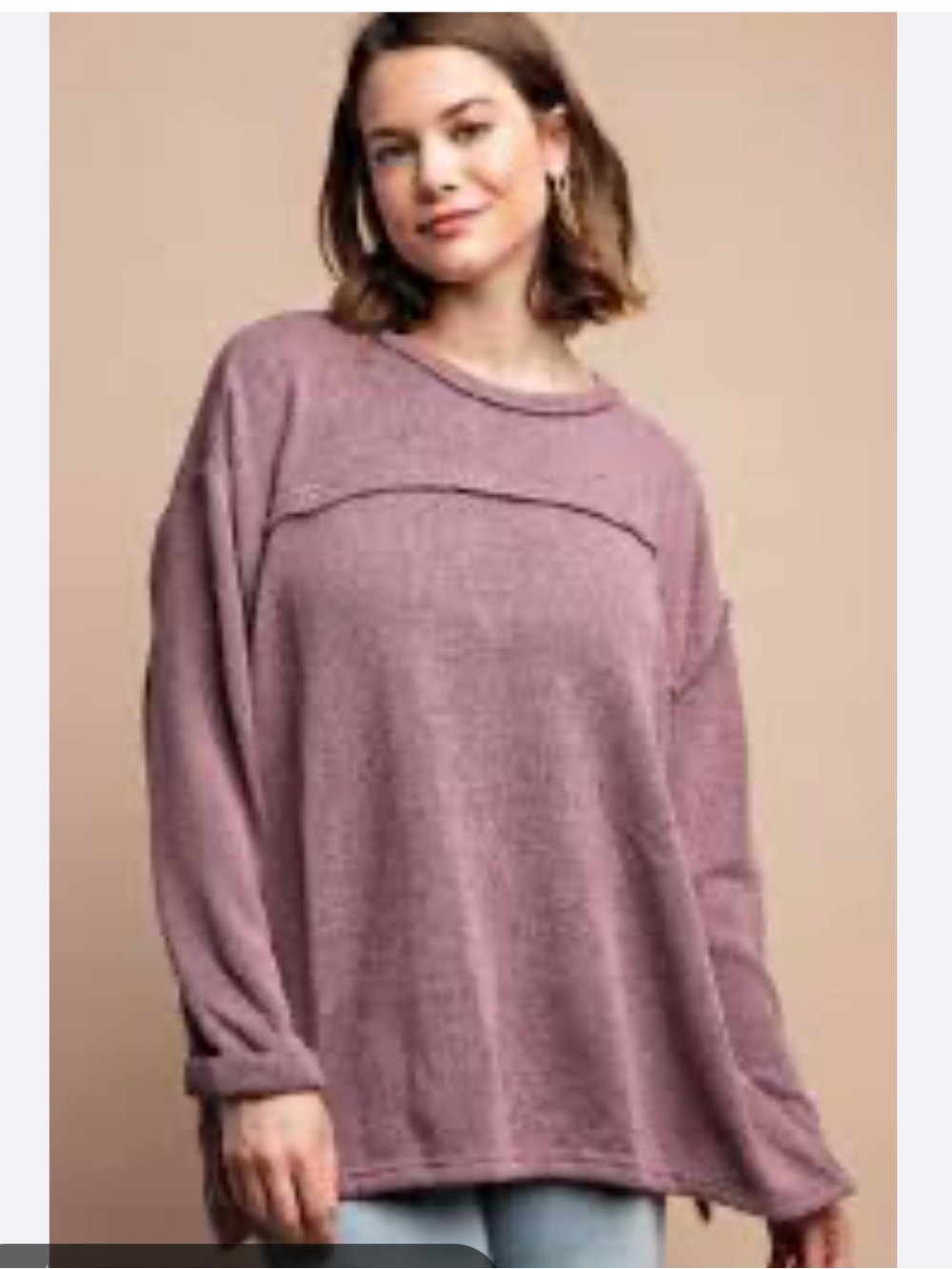 Gigio Relaxed Mauve Crewneck Sweater - Oversized Knit